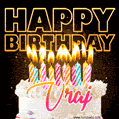 Vraj - Animated Happy Birthday Cake GIF for WhatsApp