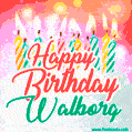 Happy Birthday GIF for Walborg with Birthday Cake and Lit Candles