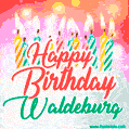 Happy Birthday GIF for Waldeburg with Birthday Cake and Lit Candles
