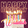 Walidah - Animated Happy Birthday Cake GIF Image for WhatsApp