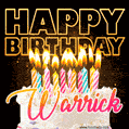 Warrick - Animated Happy Birthday Cake GIF for WhatsApp