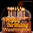 Chocolate Happy Birthday Cake for Washington (GIF)