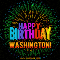 New Bursting with Colors Happy Birthday Washington GIF and Video with Music