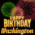 Wishing You A Happy Birthday, Washington! Best fireworks GIF animated greeting card.