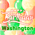 Happy Birthday Image for Washington. Colorful Birthday Balloons GIF Animation.