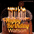 Chocolate Happy Birthday Cake for Watson (GIF)