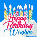 Happy Birthday GIF for Waylyn with Birthday Cake and Lit Candles