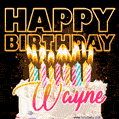 Wayne - Animated Happy Birthday Cake GIF for WhatsApp
