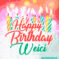 Happy Birthday GIF for Weici with Birthday Cake and Lit Candles