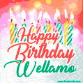 Happy Birthday GIF for Wellamo with Birthday Cake and Lit Candles