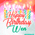 Happy Birthday GIF for Wen with Birthday Cake and Lit Candles