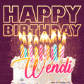 Wendi - Animated Happy Birthday Cake GIF Image for WhatsApp