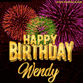 Wishing You A Happy Birthday, Wendy! Best fireworks GIF animated greeting card.