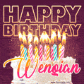 Wenqian - Animated Happy Birthday Cake GIF Image for WhatsApp