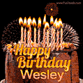 Chocolate Happy Birthday Cake for Wesley (GIF)