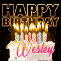 Wesley - Animated Happy Birthday Cake GIF for WhatsApp