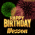 Wishing You A Happy Birthday, Wesson! Best fireworks GIF animated greeting card.