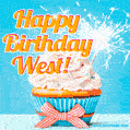 Happy Birthday, West! Elegant cupcake with a sparkler.