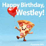 Seamlessly looping funny birthday e-card with a dancing pizza for Westley