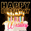 Westley - Animated Happy Birthday Cake GIF for WhatsApp