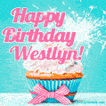 Happy Birthday Westlyn! Elegang Sparkling Cupcake GIF Image.