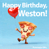 Happy Birthday Weston animated typography with a cute moving pizza slice