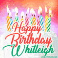 Happy Birthday GIF for Whitleigh with Birthday Cake and Lit Candles