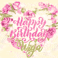 Pink rose heart shaped bouquet - Happy Birthday Card for Wiga