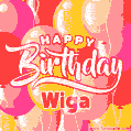 Happy Birthday Wiga - Colorful Animated Floating Balloons Birthday Card