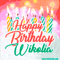 Happy Birthday GIF for Wikolia with Birthday Cake and Lit Candles