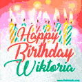 Happy Birthday GIF for Wiktoria with Birthday Cake and Lit Candles