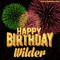 Wishing You A Happy Birthday, Wilder! Best fireworks GIF animated greeting card.