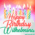 Happy Birthday GIF for Wilhelmina with Birthday Cake and Lit Candles