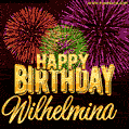 Wishing You A Happy Birthday, Wilhelmina! Best fireworks GIF animated greeting card.