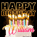 William - Animated Happy Birthday Cake GIF for WhatsApp