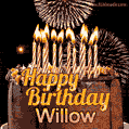 Chocolate Happy Birthday Cake for Willow (GIF)