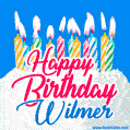 Happy Birthday GIF for Wilmer with Birthday Cake and Lit Candles