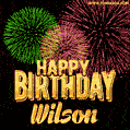 Wishing You A Happy Birthday, Wilson! Best fireworks GIF animated greeting card.
