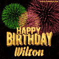 Wishing You A Happy Birthday, Wilton! Best fireworks GIF animated greeting card.
