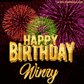 Wishing You A Happy Birthday, Winry! Best fireworks GIF animated greeting card.