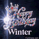 Cute crystal-themed animation with the name Winter, featuring a silver tiara and shiny diamond cursive letters.