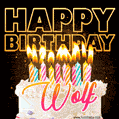 Wolf - Animated Happy Birthday Cake GIF for WhatsApp