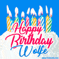 Happy Birthday GIF for Wolfe with Birthday Cake and Lit Candles