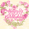 Pink rose heart shaped bouquet - Happy Birthday Card for Woserit