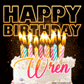 Wren - Animated Happy Birthday Cake GIF for WhatsApp