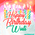 Happy Birthday GIF for Wuti with Birthday Cake and Lit Candles