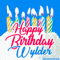 Happy Birthday GIF for Wylder with Birthday Cake and Lit Candles