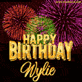 Wishing You A Happy Birthday, Wylie! Best fireworks GIF animated greeting card.