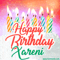 Happy Birthday GIF for Xareni with Birthday Cake and Lit Candles