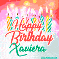 Happy Birthday GIF for Xaviera with Birthday Cake and Lit Candles